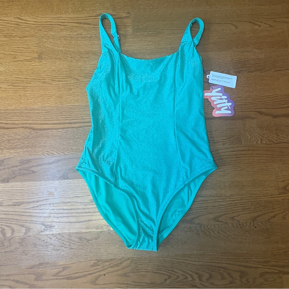 NWT YITTY Blue/Green shaping swim luxe waist cinching one piece